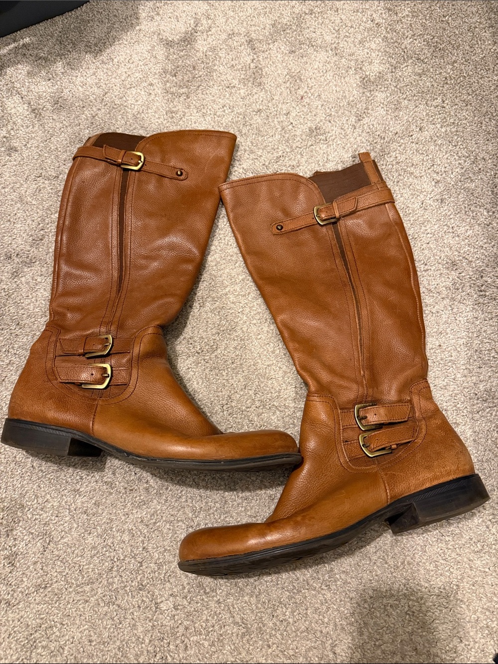 Naturalizer Cognac Riding Boots with Buckle Detail